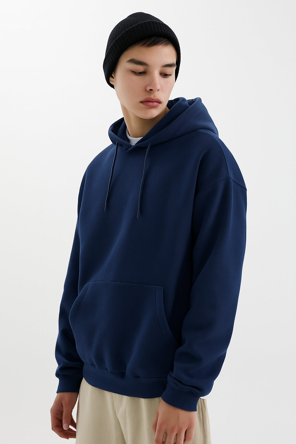 NAVY BLUE BASIC HOODIE