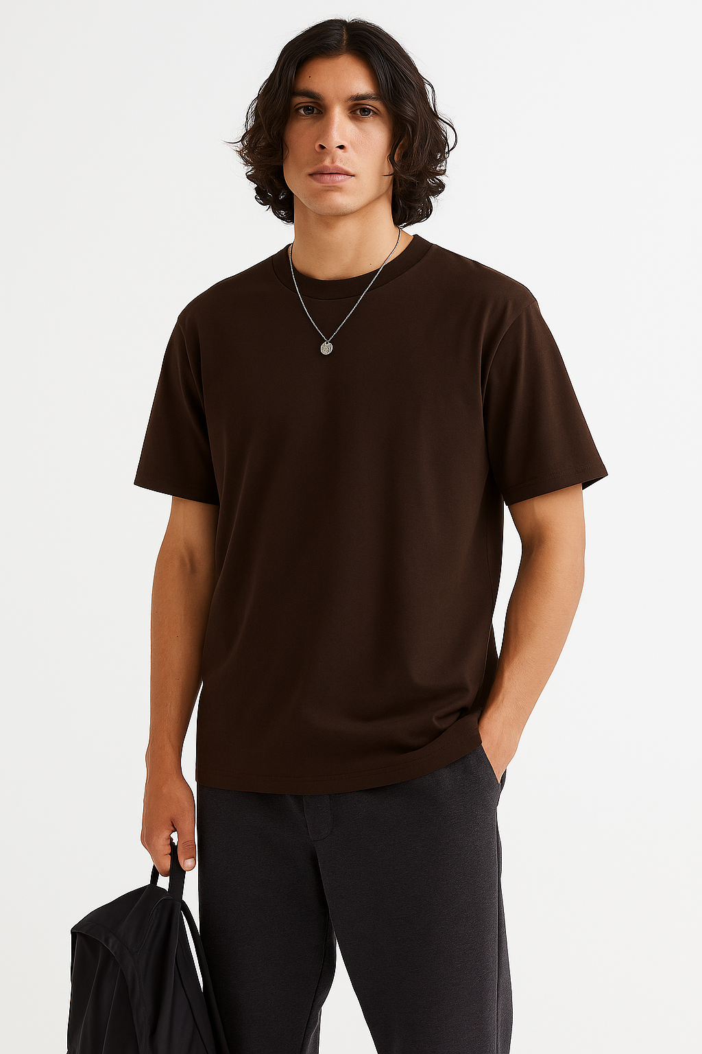 DARK BROWN BASIC TSHIRT
