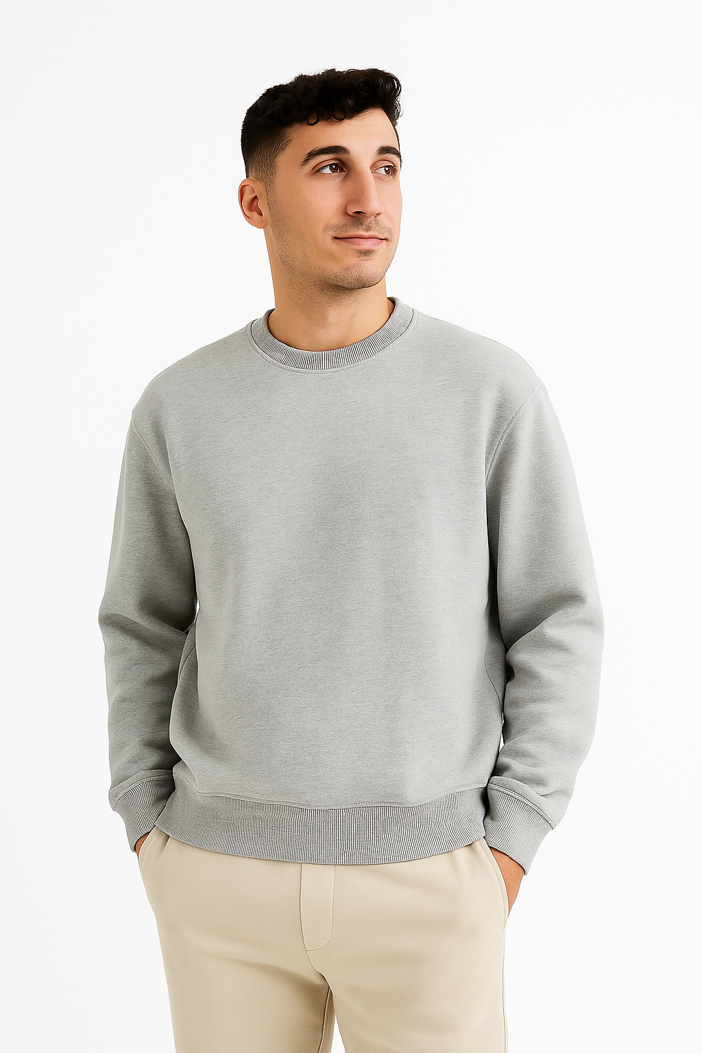 HEATHER GREY BASIC SWEATSHIRT