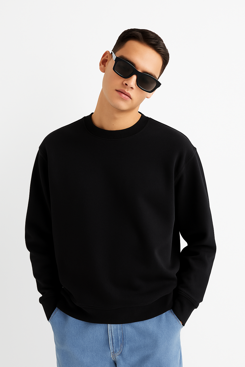 BLACK BASIC SWEATSHIRT