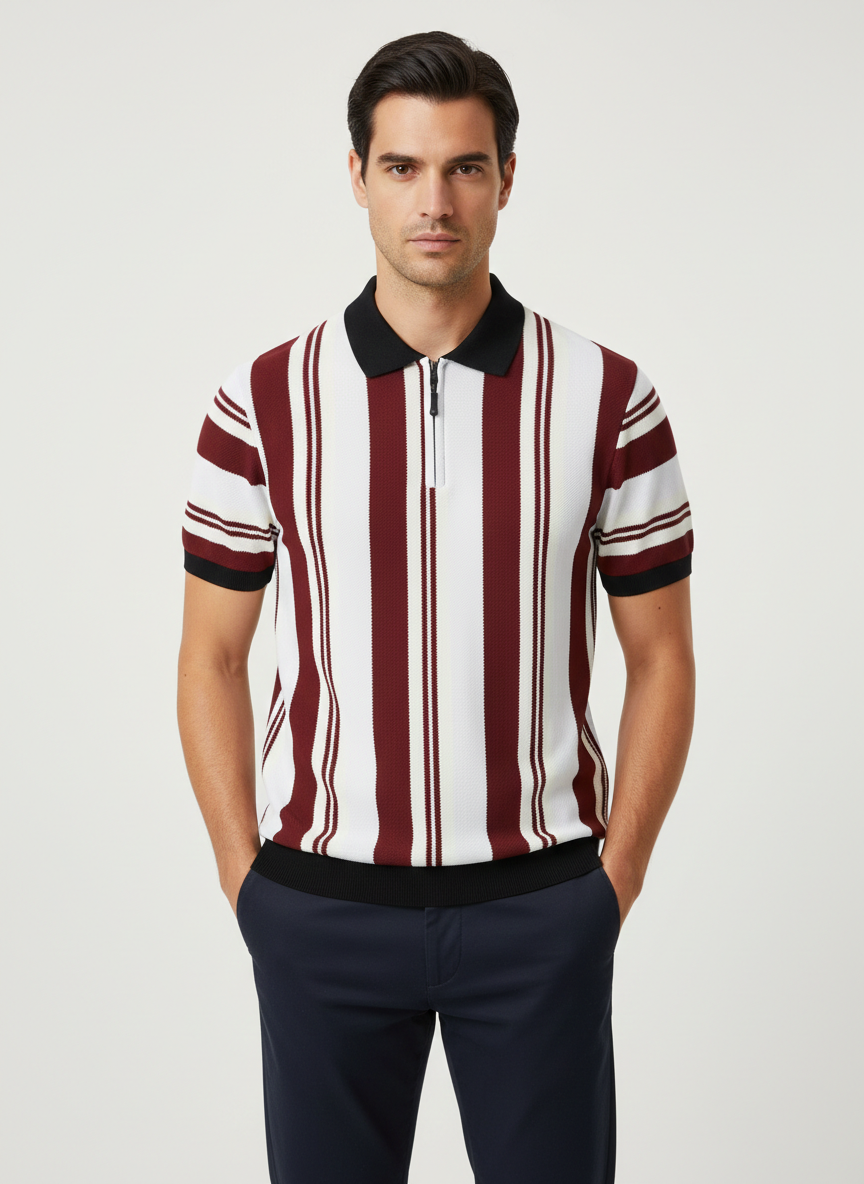 Quarter Zipped Knitted Polo Shirt (RW)