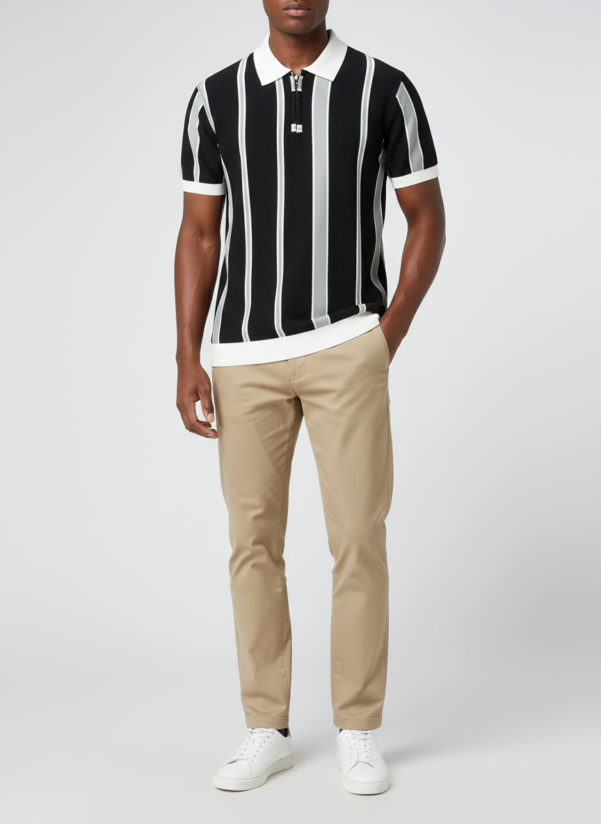 Quarter Zipped Knitted Polo Shirt (GB)