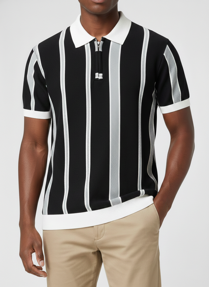 Quarter Zipped Knitted Polo Shirt (GB)