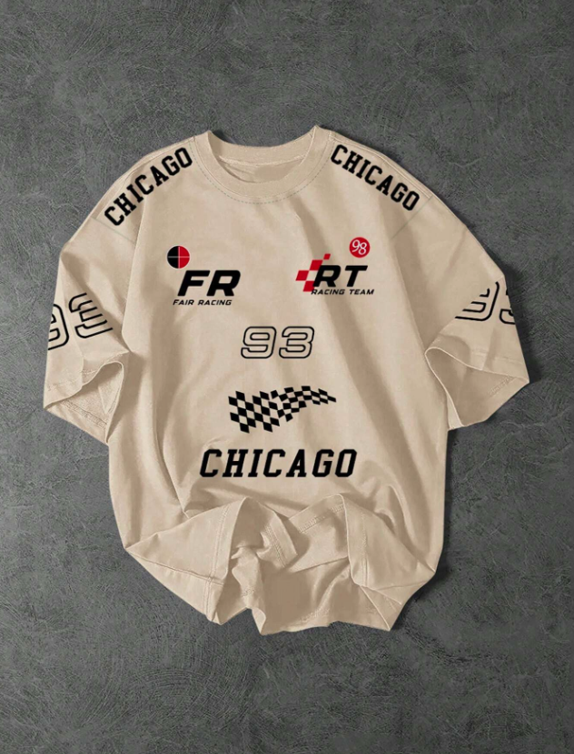 Chicago Racing Beige Oversized T-shirt
