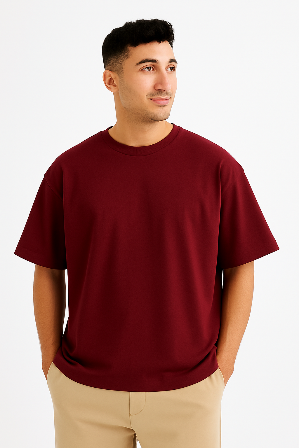 MAROON OVERSIZED BASIC TSHIRT