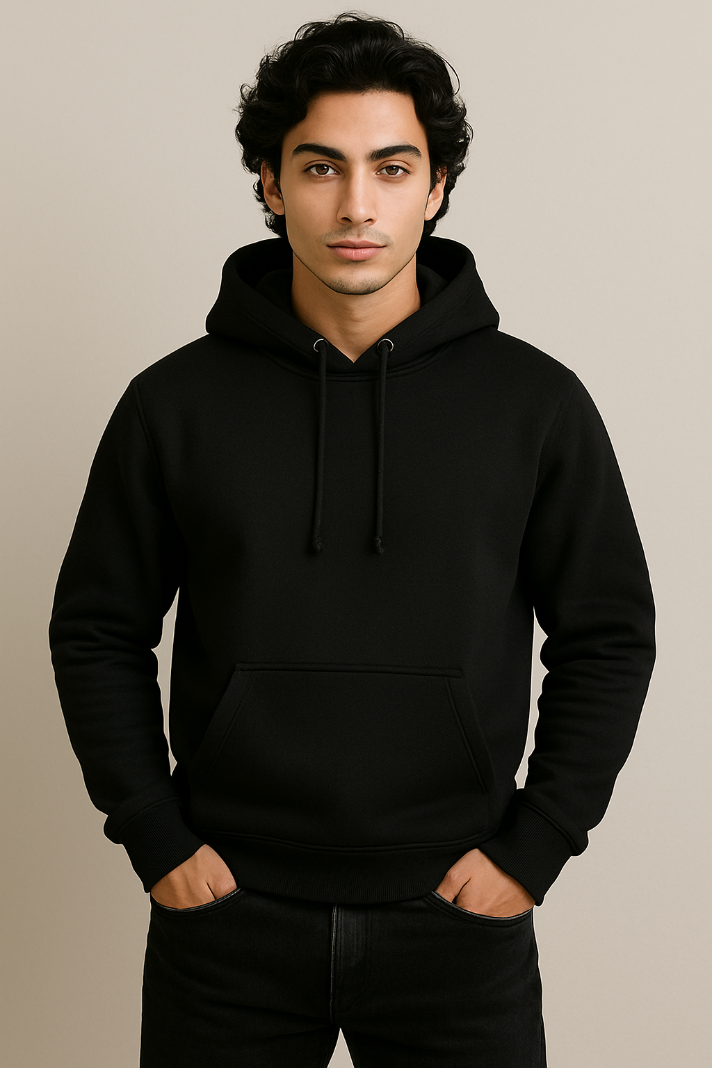 BLACK BASIC HOODIE