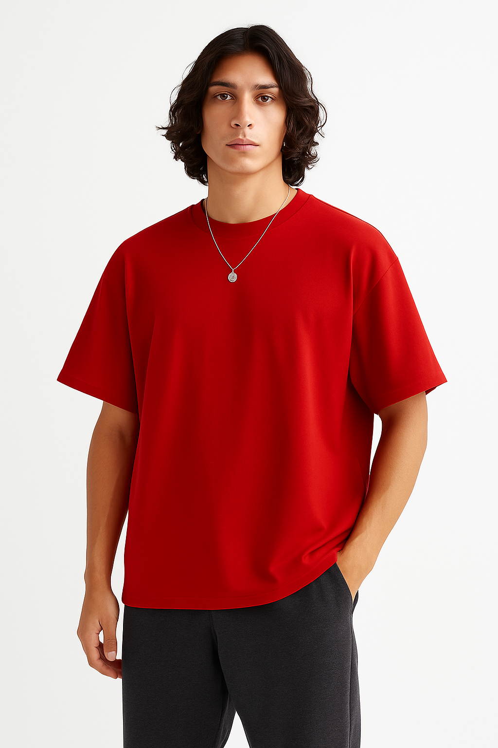 RED OVERSIZED BASIC TSHIRT
