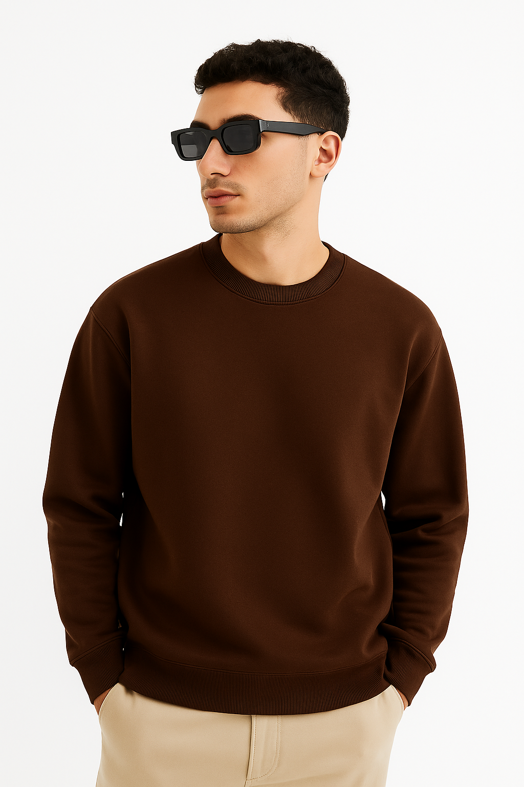 BROWN BASIC SWEATSHIRT