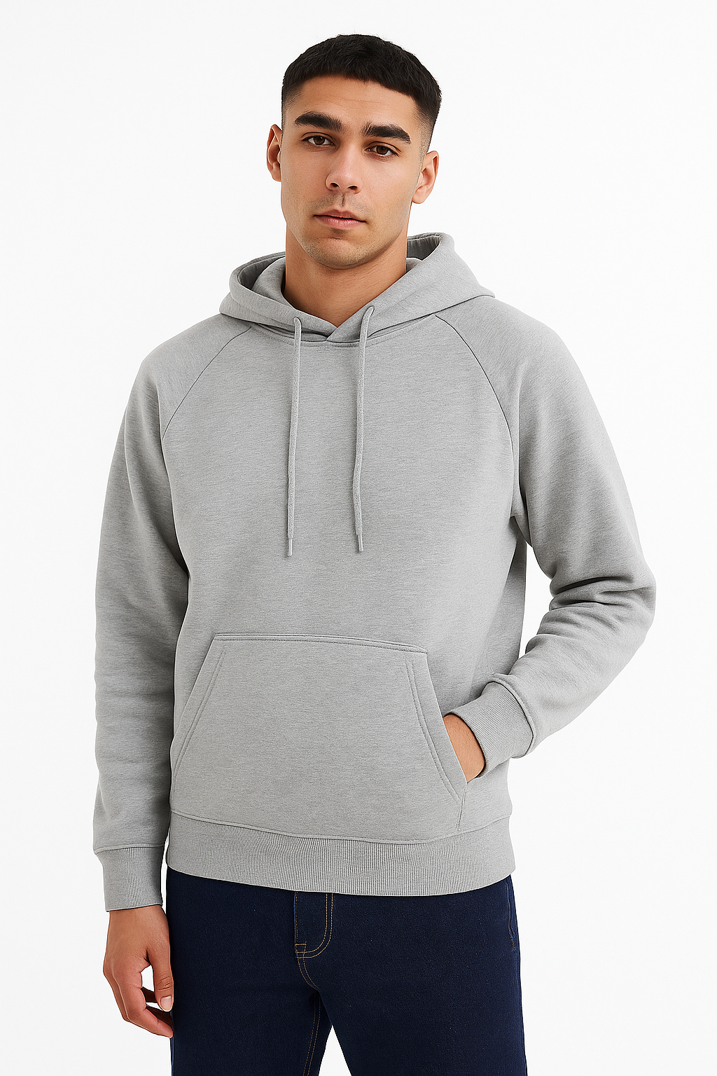 HEATHER GREY BASIC HOODIE
